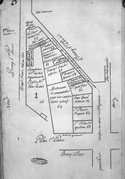 Plan terrier du chapitre Saint-Martin, fief de Bourg Saint-Père (1749).