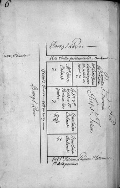 Plan terrier du chapitre Saint-Martin, fief de Bourg Saint-Père, 1749.