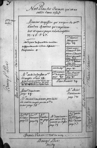 Plan terrier du chapitre Saint-Martin, fief de Bourg Saint-Père, 1749.