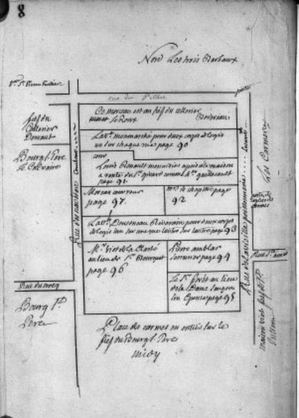 Plan terrier du chapitre Saint-Martin, fief de Bourg Saint-Père, 1749.