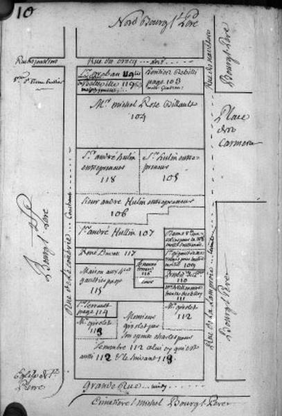 Plan terrier du chapitre Saint-Martin, fief de Bourg Saint-Père, 1749.