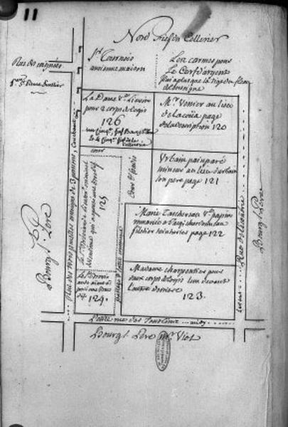 Plan terrier du chapitre Saint-Martin, fief de Bourg Saint-Père, 1749.