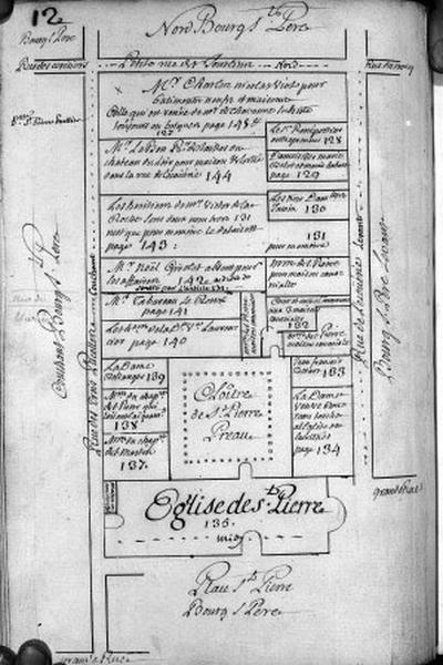 Plan terrier du chapitre Saint-Martin, fief de Bourg Saint-Père, 1749.