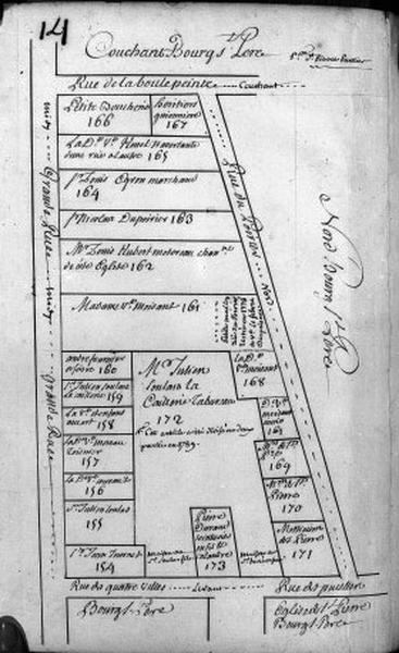 Plan terrier du chapitre Saint-Martin, fief de Bourg Saint-Père, 1749.