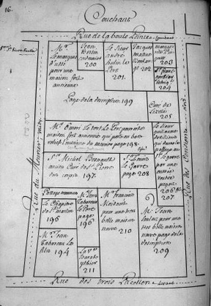 Plan terrier du chapitre Saint-Martin, fief de Bourg Saint-Père, 1749.