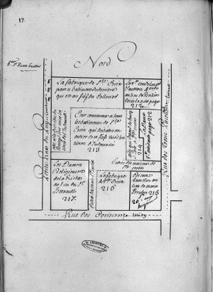 Plan terrier du chapitre Saint-Martin, fief de Bourg Saint-Père, 1749.