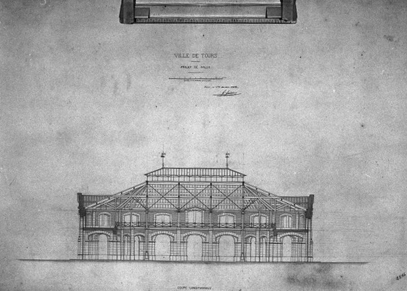 Projet de Halle : coupe longitudinale, 1er mars 1861.