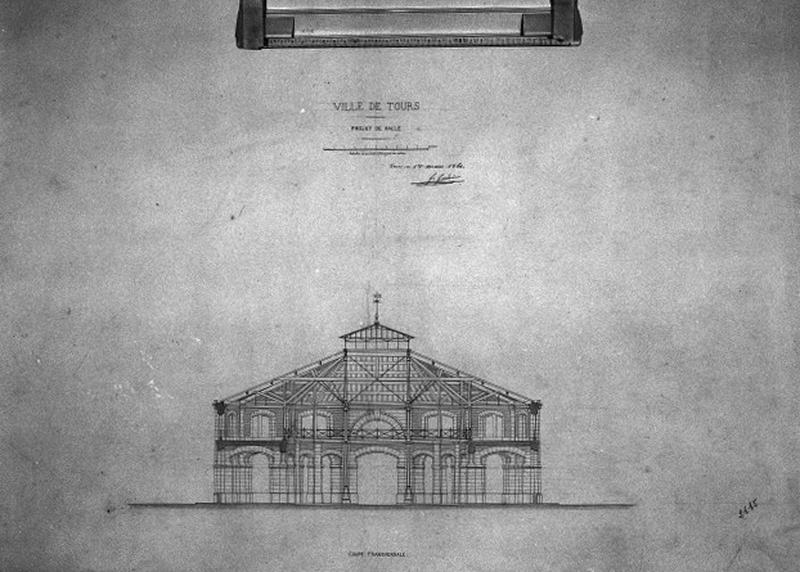 Projet de halle : coupe transversale, 1er mars 1861.