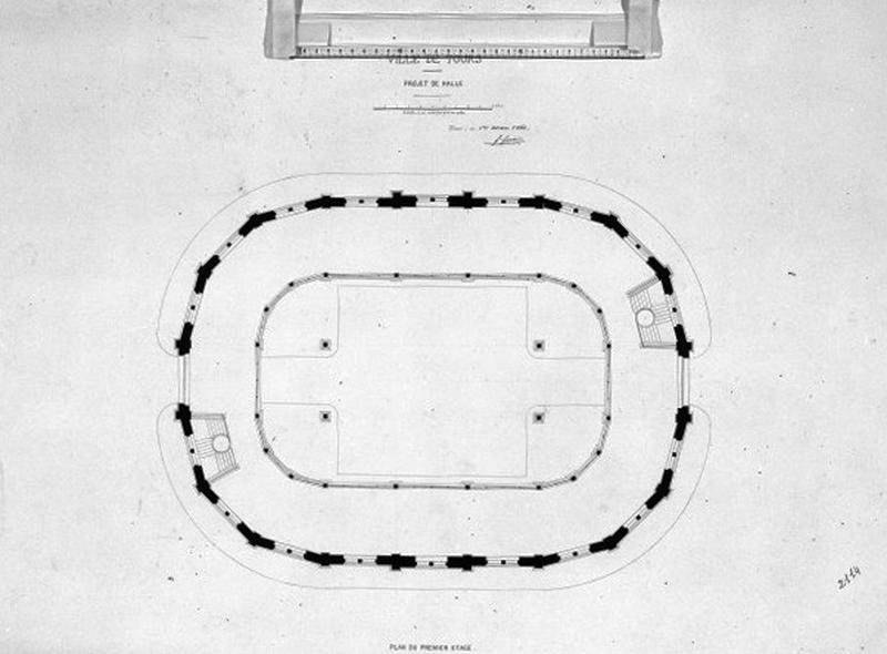 Projet de halle : plan du premier étage, 1er mars 1861.