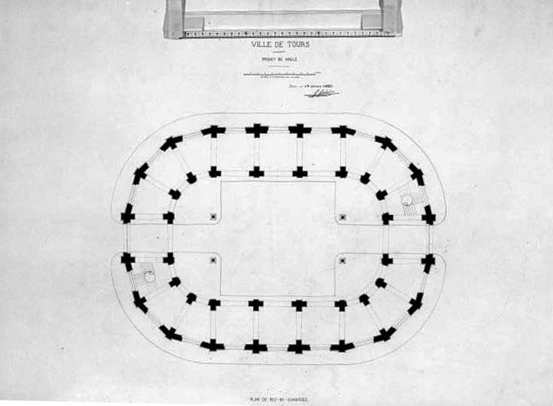 Projet de halle : Plan du rez-de-chaussée, 1er mars 1861.