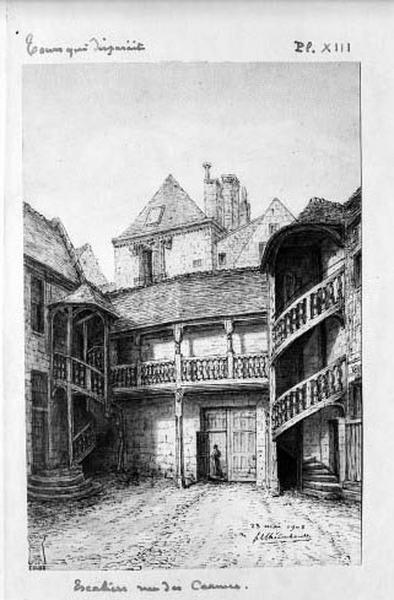 Escalier donnant sur la rue des Carmes, dessin par Edouard Gatian de Clérambault.