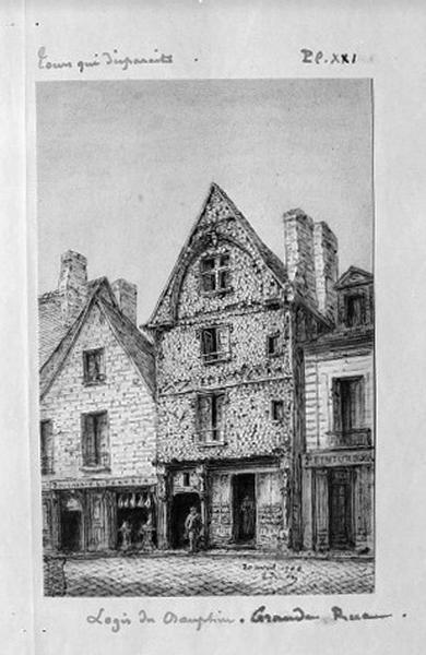 Façade antérieure sur rue en 1908, dessin par Edouard Gatian de Clérambault.