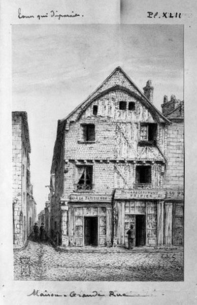 Maison jumelée sous un même toit, façade antérieure vers 1909, dessin par Edouard Gatian de Clérambault.