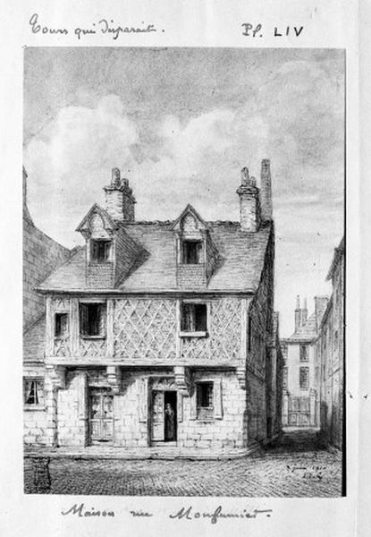 Façade antérieure sur rue en 1910, dessin par Edouard Gatian de Clérambault.