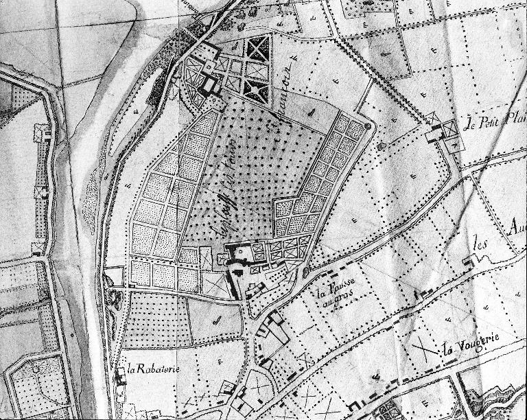 Plessis-les-Tours sur une carte de 1770 (Archives municipales d'Amboise, II 1417).