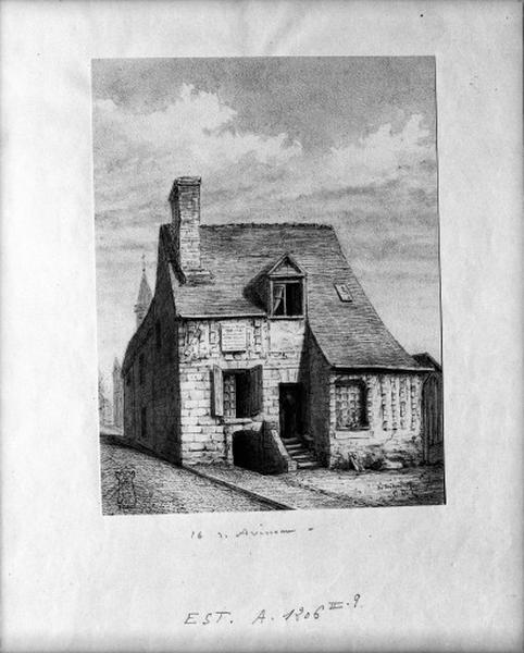 Maison des céramistes Charles-Jean Avisseau et Edouard-Joseph Avisseau (son fils), vue de la façade principale, dessin en 1911.