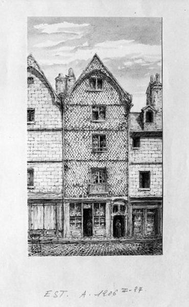 Vue de la façade principale, dessin du n°23 rue Colbert en 1915.