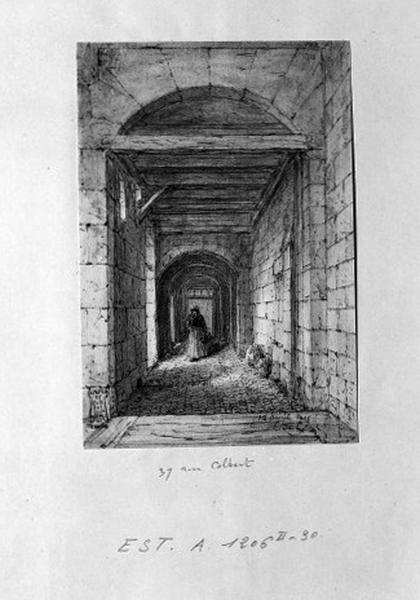 Passage reliant la rue à la cour du 37. Dessin par Edouard Gatian de Clérambault, 1914.