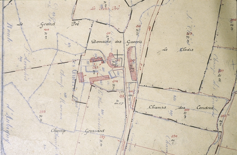 Extrait du plan de mise à jour du cadastre ancien.