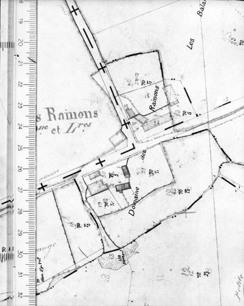 Plan massé révisé en 1938, superposé du cadastre napoléonien, 1831.