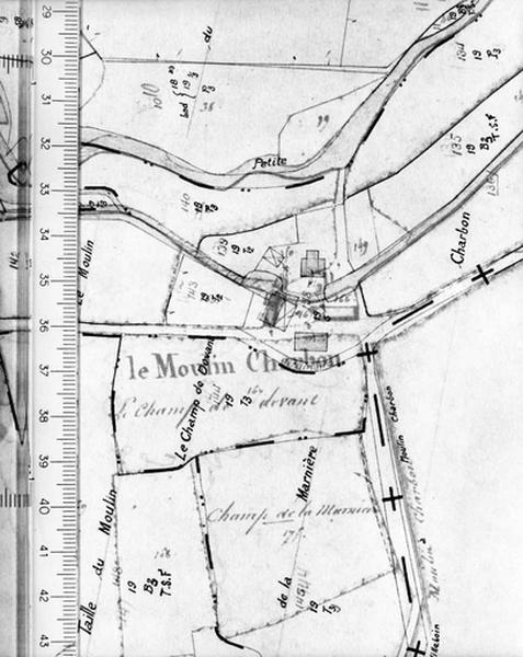 Plan massé révisé en 1938, superposé du cadastre napoléonien, 1831.