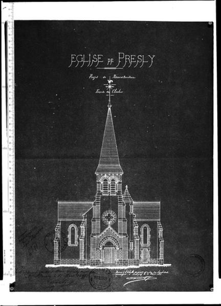 Façade du clocher, troisième projet.