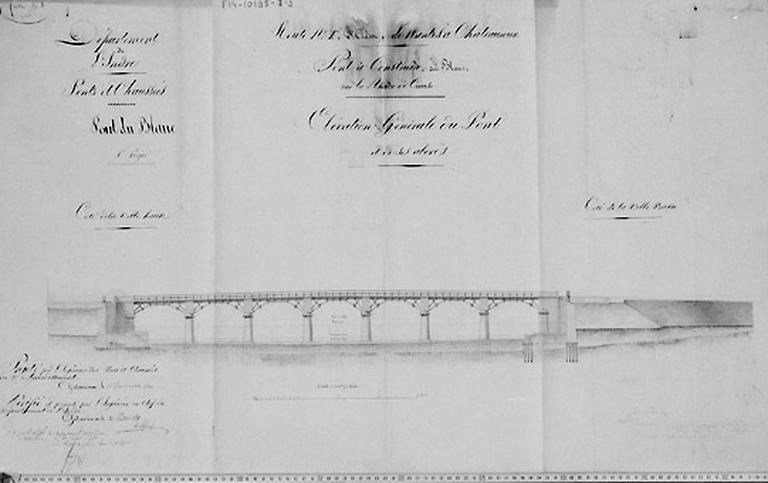 Projet de pont sur la creuse, élévation longitudinale au 1/200e, en 1811.