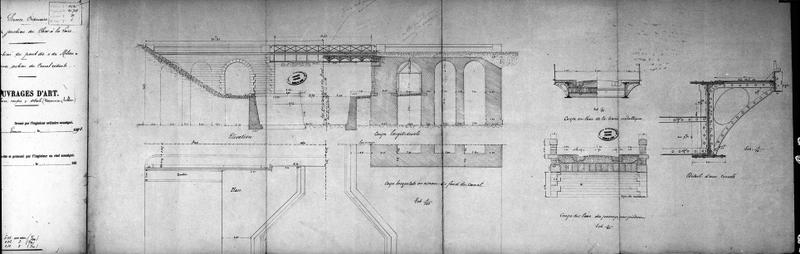 Pont du Milieu; canal de navigation dit canal de jonction de la Loire au Cher