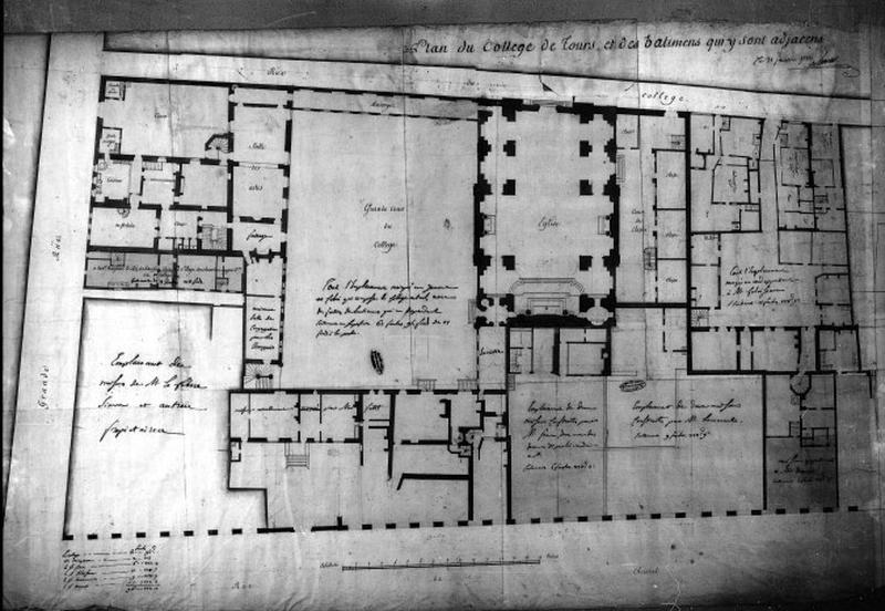 Plan du Collège de Tours, et des bâtiments qui y sont adjacents, 31 janvier 1780.