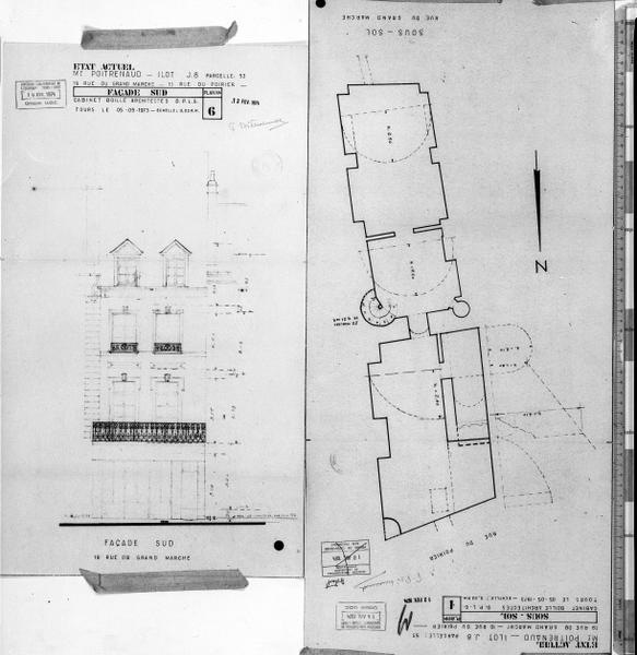 Etat avant travaux, plan du sous-sol, du rez-de-chaussée et du premier étage, échelle 1/100e.