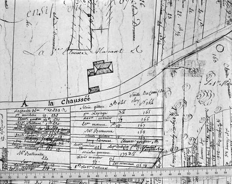 Censif du Roy et de la Foltière ; détail : chemin d'Huisseau à la Chaussée ; milieu 18e siècle.