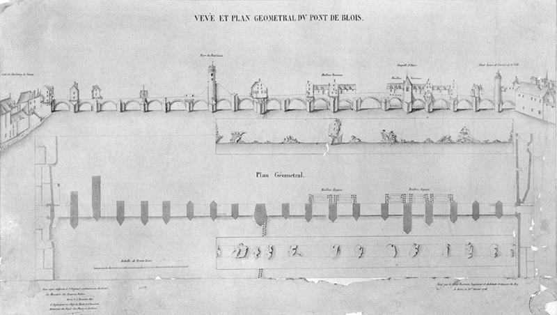 Vue et plan géométral du pont de Blois.