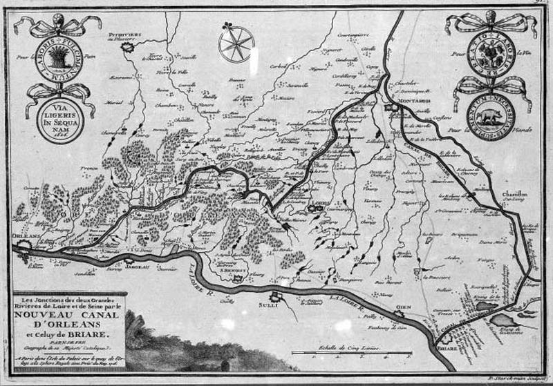 Les jonctions des deux grandes rivières de Loire et de Seine par le nouveau canal d'Orléans et celuy de Briare, par N. de Fer, Paris, 1716.