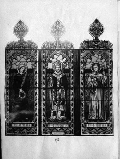 Verrières : sainte Germaine, saint Augustin, saint Bernard OBJT verrières : sainte Germaine, saint Augustin, saint Bernard