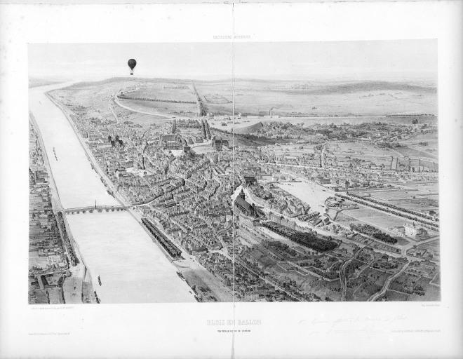 Vue de Blois au XIXe siècle. Vue prise en ballon.