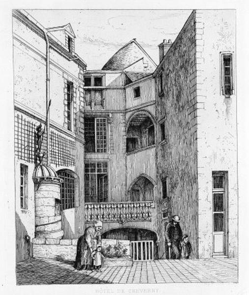 Façades sur la cour 2 des bâtiments nord, est et sud et de l'escalier.