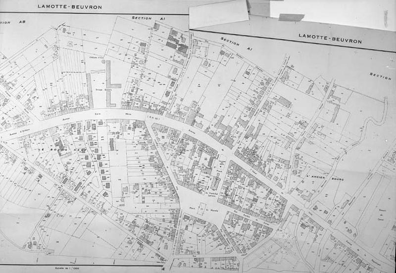 Extrait du plan cadastral du centre ville.