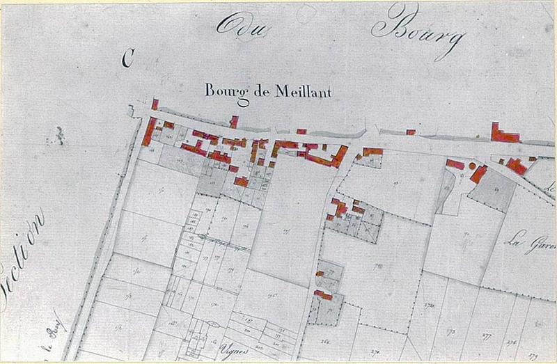 Bourg : partie sud. Plan cadastral début XIX ème siècle.