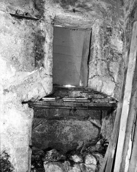 Corps de logis est, salle ouest, revers de la façade sur le cloître : descente de cave.