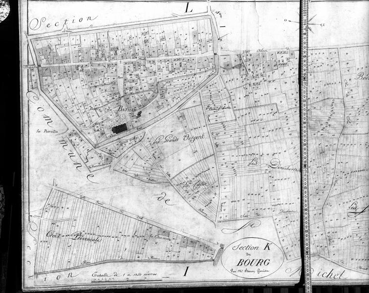Ancien cadastre (1814-15) : extension du bâti.