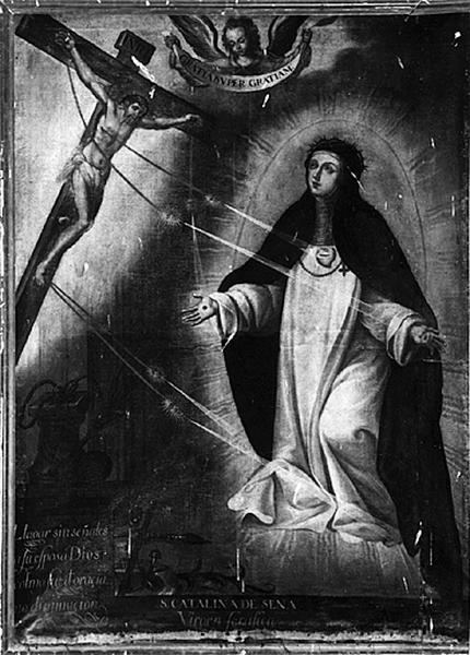 Eglise, huile sur toile : sainte Catherine de Sienne.