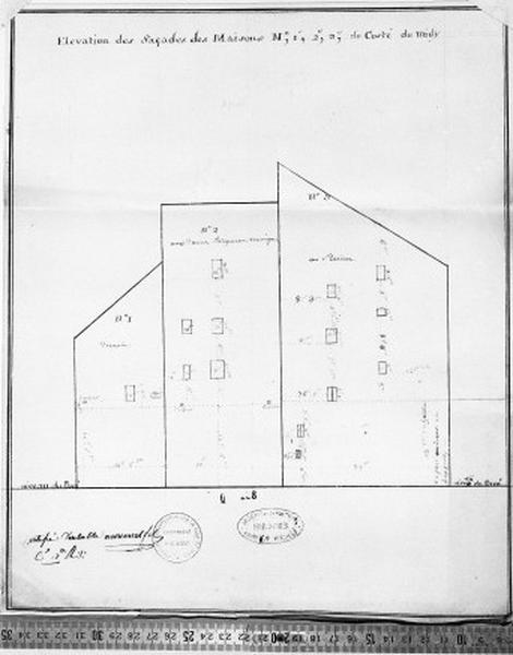 Maisons proches de la poissonnerie. Détruites. Elévation sud datée de 1789.