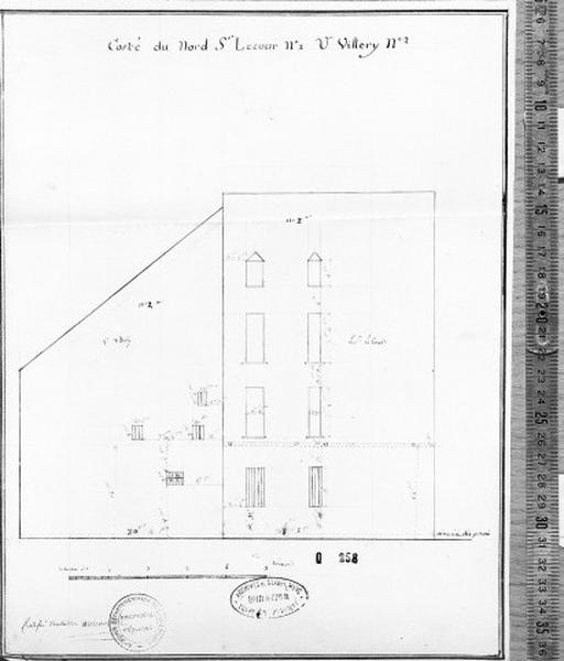 Maisons proches de la poissonnerie. Détruites. Elévation nord datée de 1789.