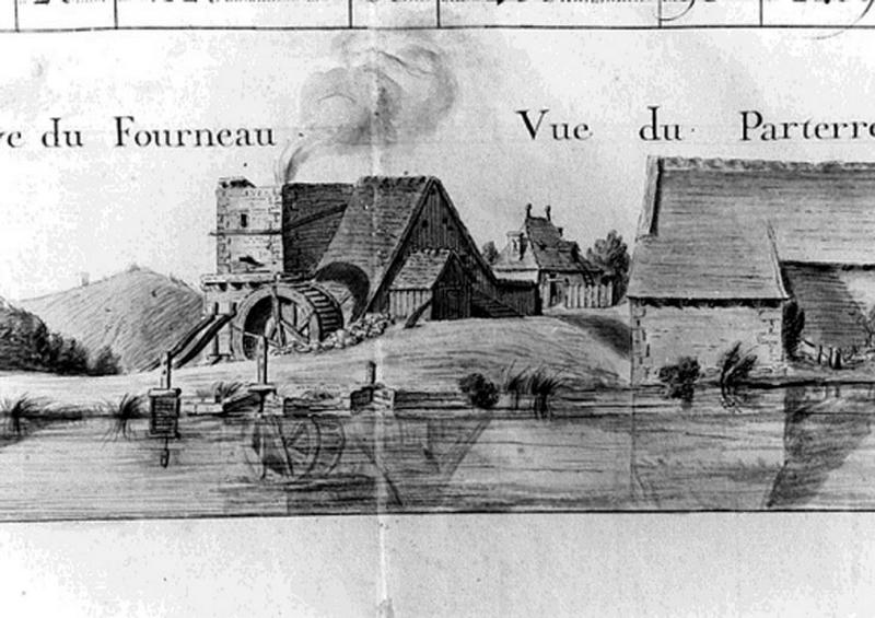 Plan terrier du 18ème siècle. 1ère carte de Meillant. Fiontiopée : vue de détail du Fourneau.