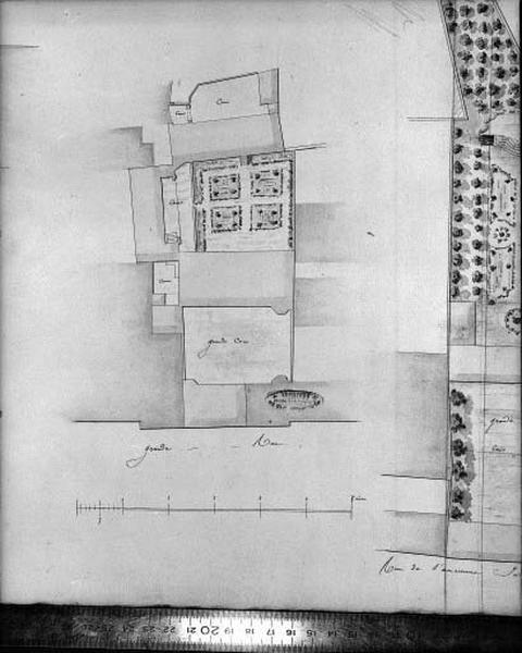 Plan extrait de Plan par masse des bâtiments (...) du gouvernement, n.s., n.d., début XIXe siècle.