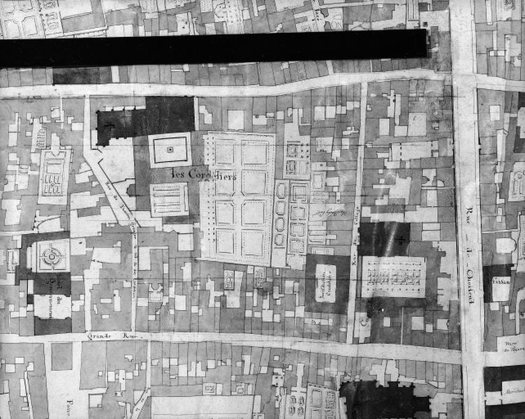 Plan n°355, vers 1785 : quartier des Cordeliers.