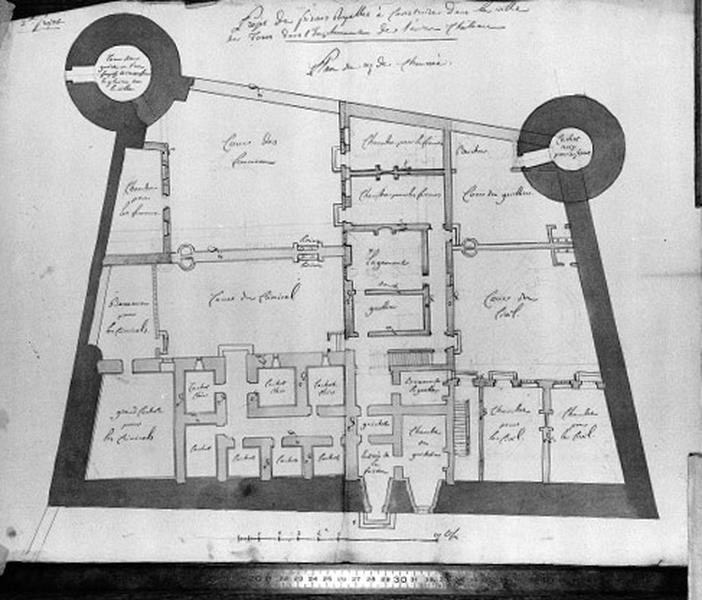 Projet de prisons à construire dans l'ancien château, rez-de-chaussée.