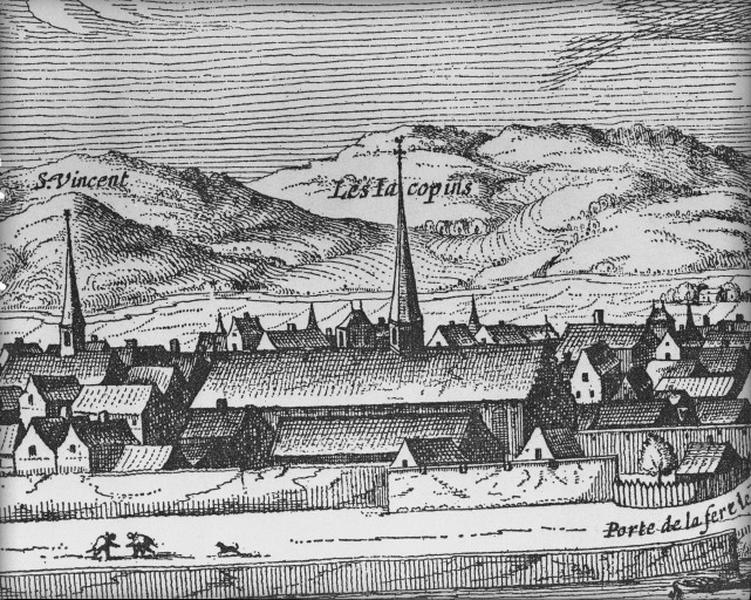 Vue de C. Visscher : vue panoramique de Tours vers 1625, détail : les Jacobins.