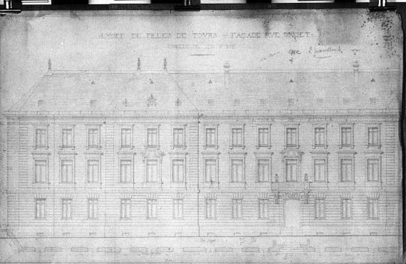 Projet pour le lycée de jeunes-filles : façade sur la rue Guiget.