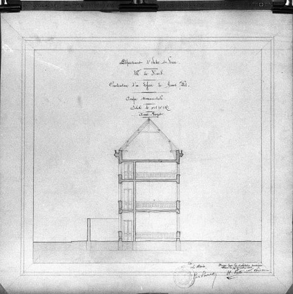 Projet de H. Prath et S. Loison, 1895 : coupe transversale.
